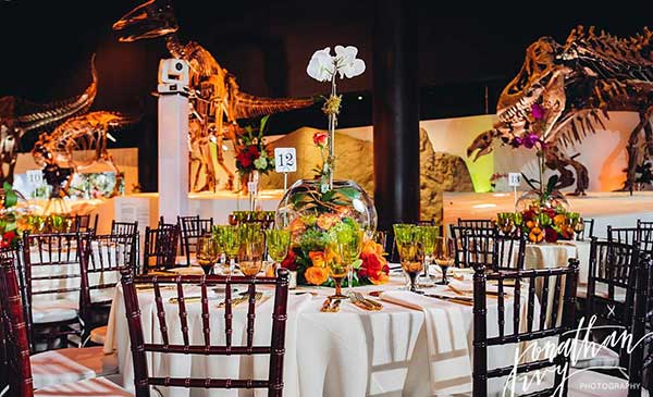 Dino-Inspired Wedding Floral arrangements