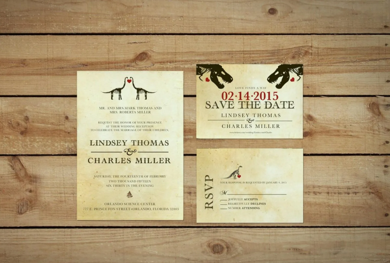 Dinosaur-Themed Wedding Invites