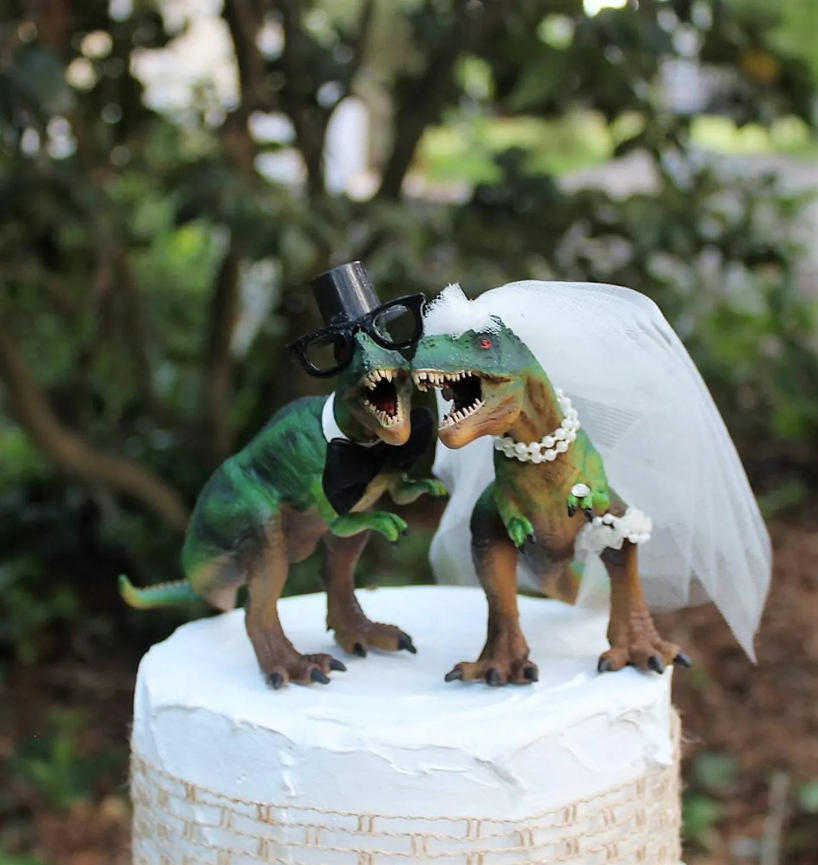 Dinosaur-Themed Wedding Cake